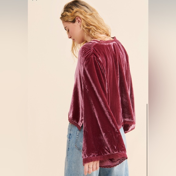 Free People Velvet Bed Jacket in Pink - Picture 4 of 4